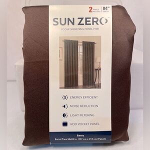 Sun Zero Brown Room Darkening Curtains
